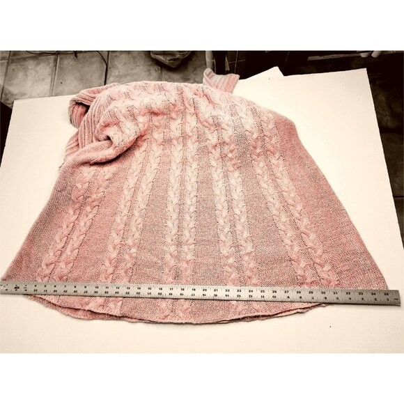 Womens Cable Knit Sweater Tunic Cowl Neck XL Oversized Slouchy Cozy Pink - Picture 7 of 13